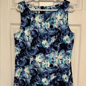 Sleeveless Blue Floral Print Women's Top